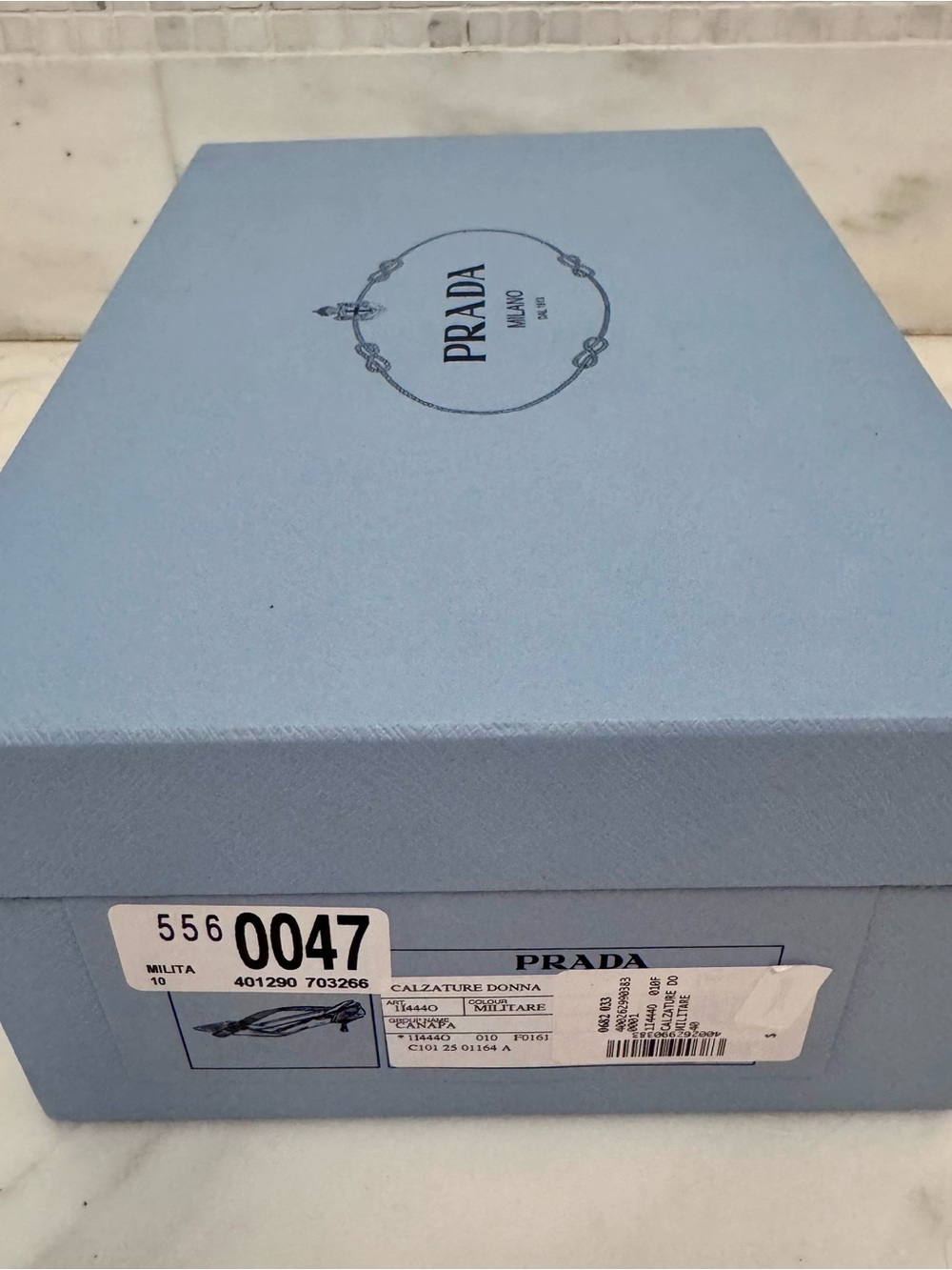 Prada Canvas Pumps - New with Box & Receipt - size EU 40/US 10 - Militaire - Picture 7 of 8
